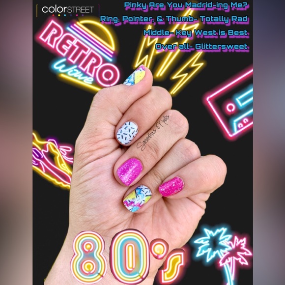 🎉3/$25 NWT Retired & Rare Color Street "Totally Rad" dry Nail polish Strips - Picture 7 of 10